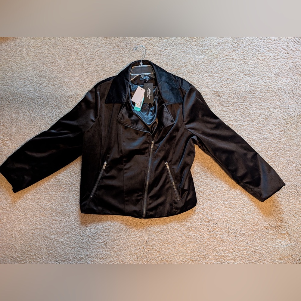 Coffee Shop New York black velvet moto jacket 3x .  New with tags